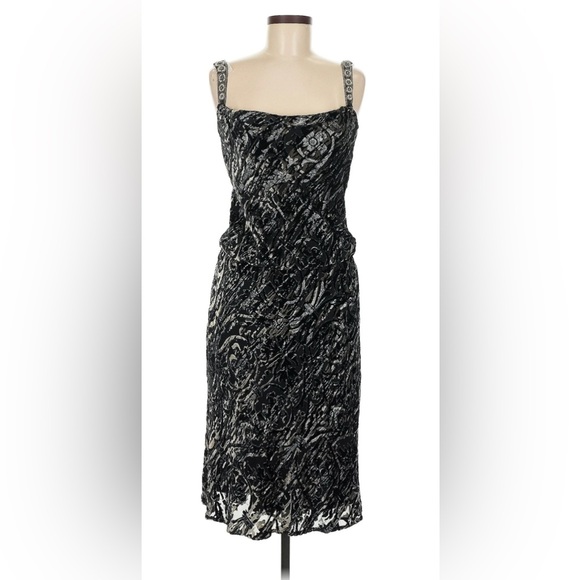 Badgley Mischka Dresses & Skirts - Women’s Badgley Mischa Velvet Burnout Silk Dress Beaded Size 10 Fairy Grunge
